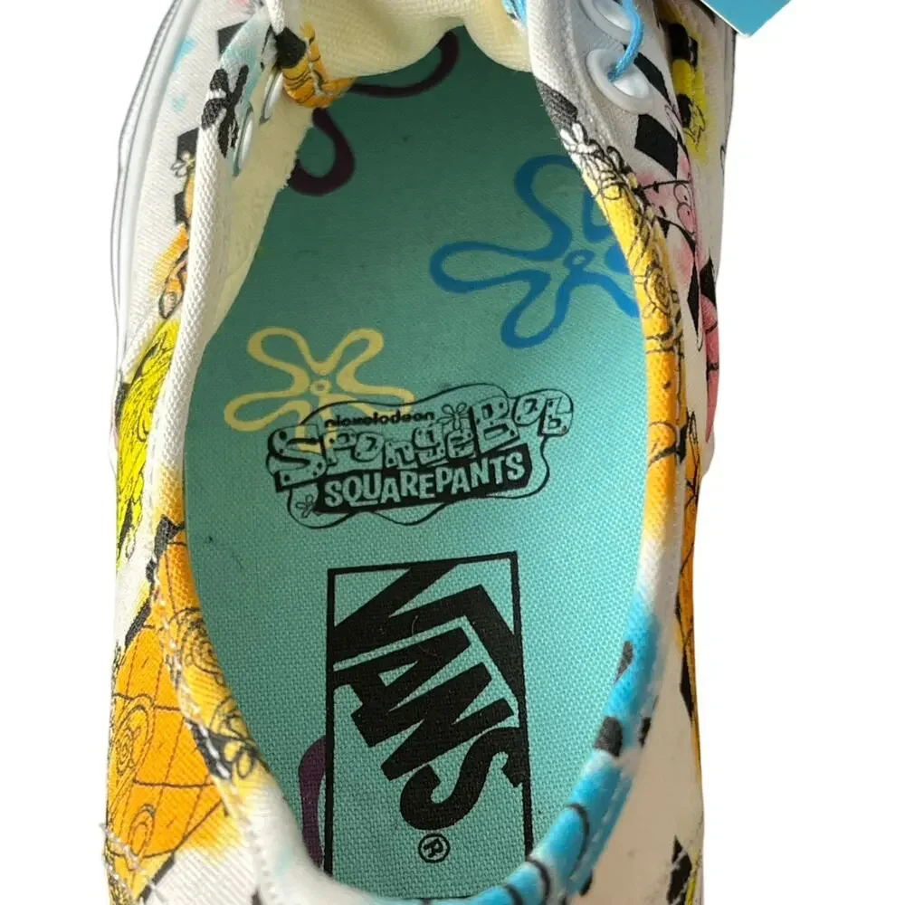 Vans Authentic‎ SpongeBob SquarePants White Checkerboard Airbrush Sneakers sz 6